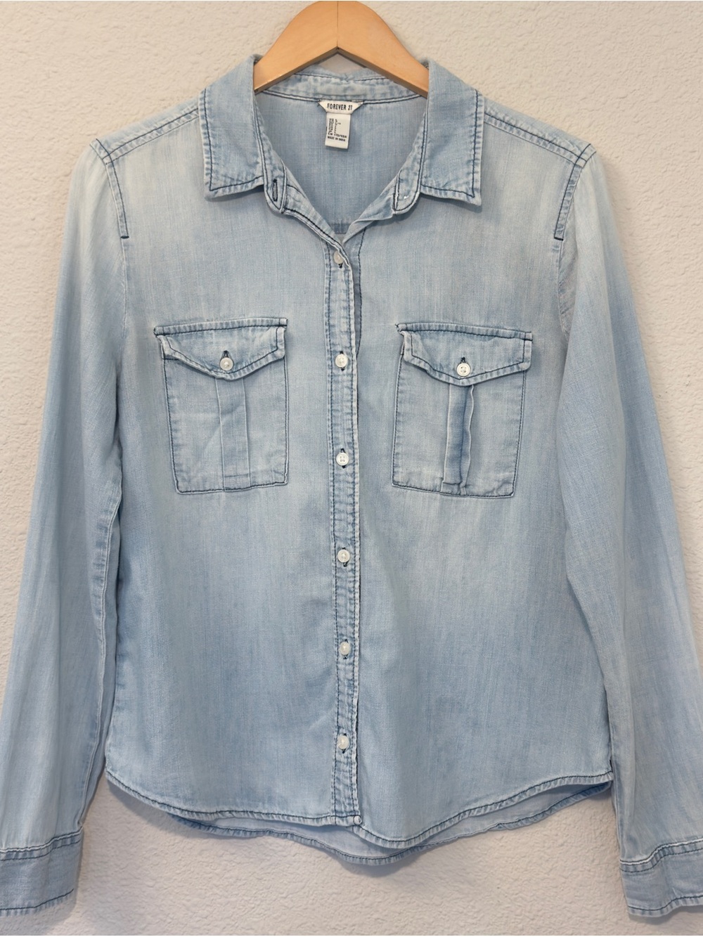 Women's Forever 21 Denim Button Down Shirt Size L